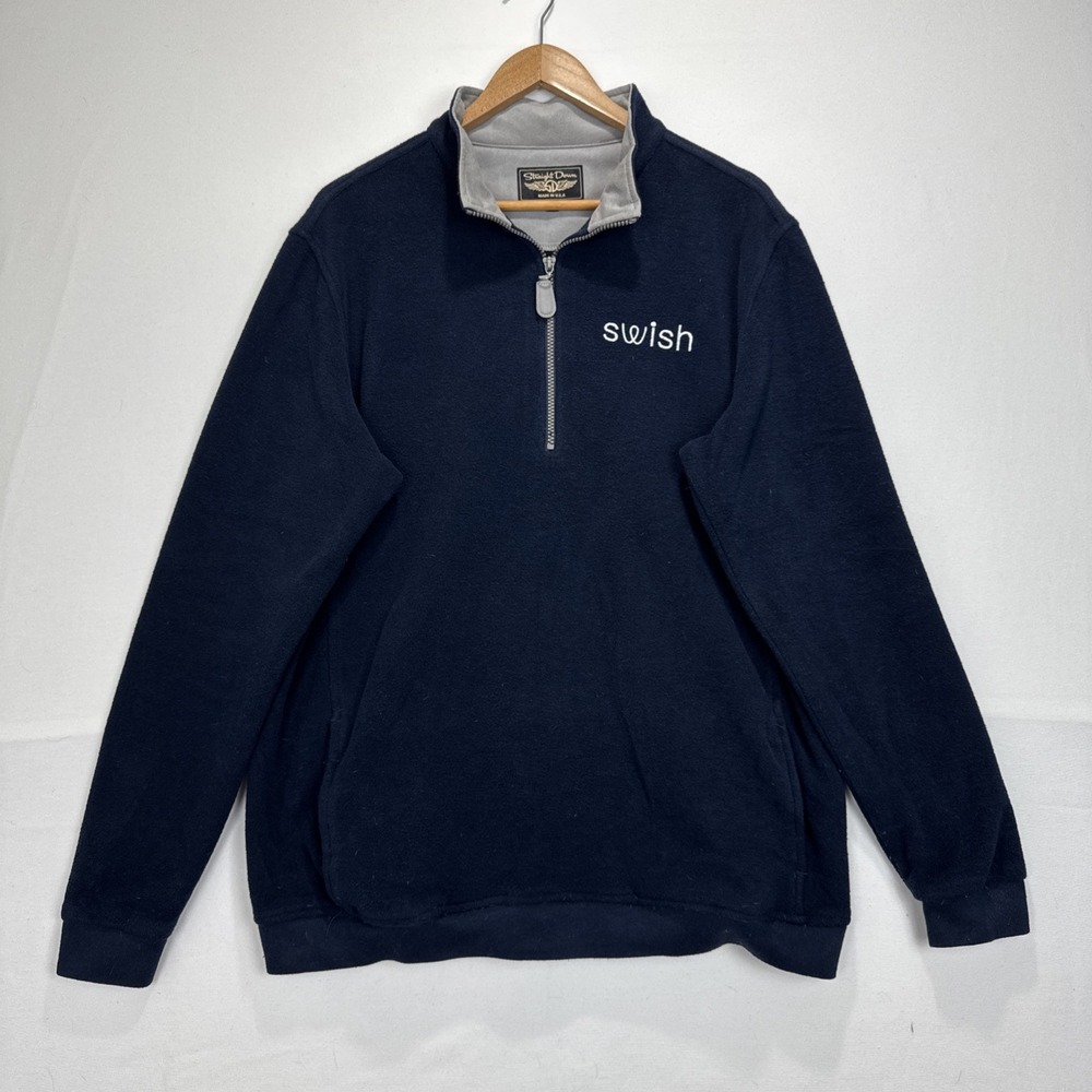 Straight‎ Down Men's Large Blue Print 1/4 Zip Golf Pullover Sweater